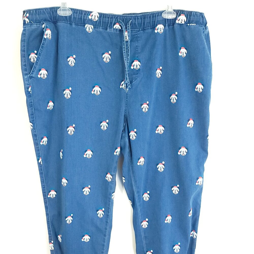 Mickey Minnie Mouse Joggers Women's 2X Blue Disney Holiday Distressed